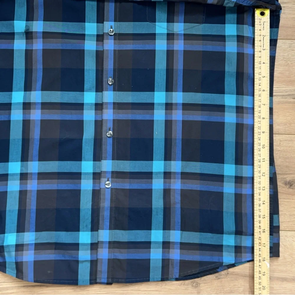 Men’s Claiborne‎ Blue and Black Plaid Shirt Size L